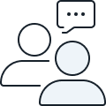 icon with two people and chat bubble